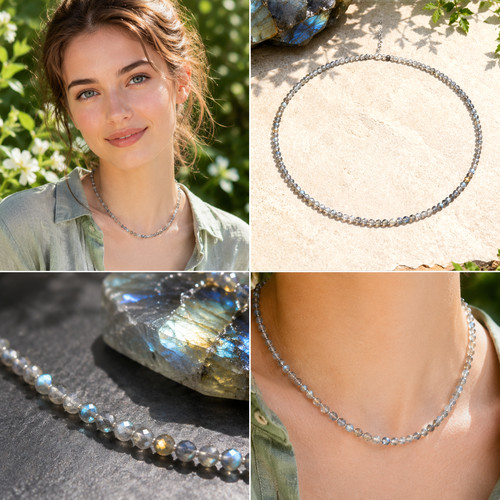 Kette aus labradorith in - aus,