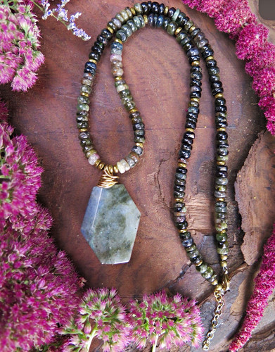 Boho tourmaline kette - tourmaline, mit